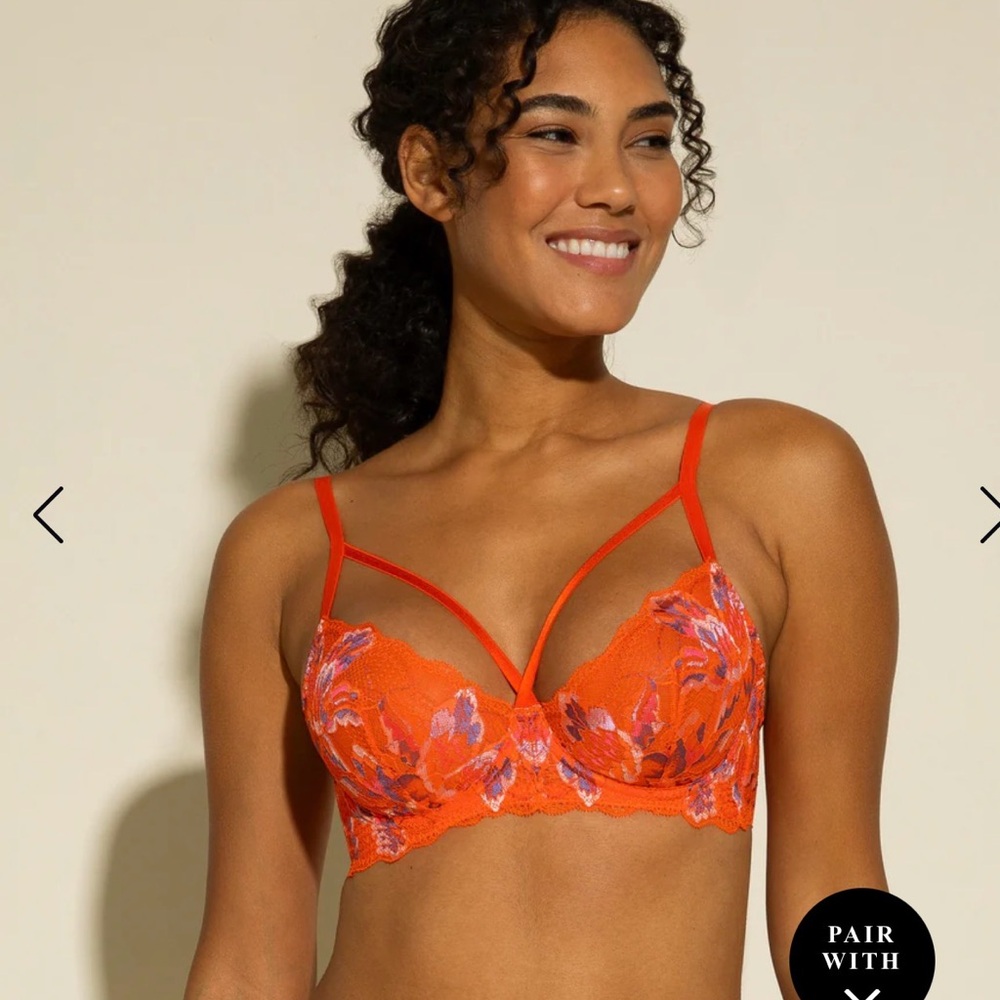 NWT Cosabella Paradiso Underwire Demi Bra & Matching Bottom Set Sicilian Orange